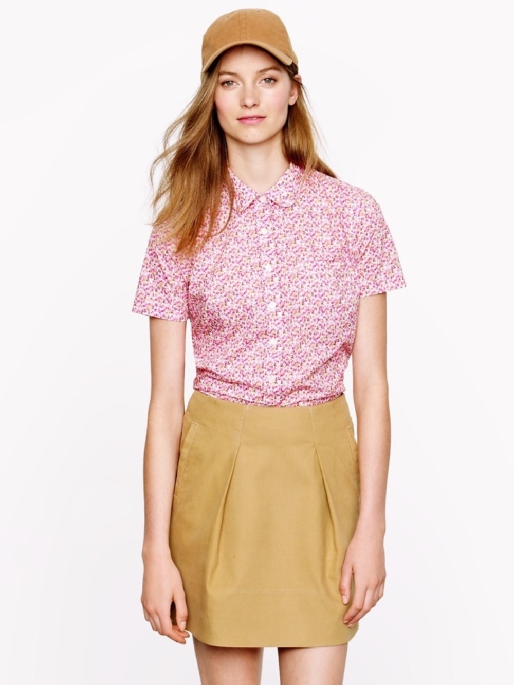 Liberty for J. Crew Pink Saeed Floral Peter Pan Collar Button Up Shirt Size 4